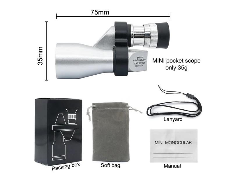 8X20mm Mini Monocular Scope For Camping Hiking Travelling Carousel 1