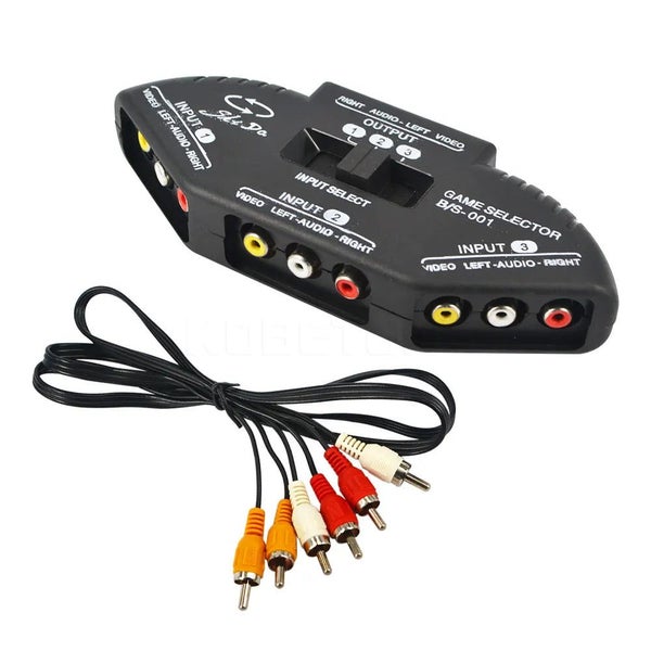 3 Way Audio Video AV RCA Black Switch Selector Box Splitter Switch With R CHK29M Carousel 1
