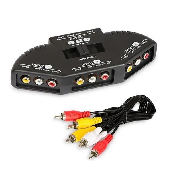 3 Way Audio Video AV RCA Black Switch Selector Box Splitter Switch With R CHK29M Carousel 2