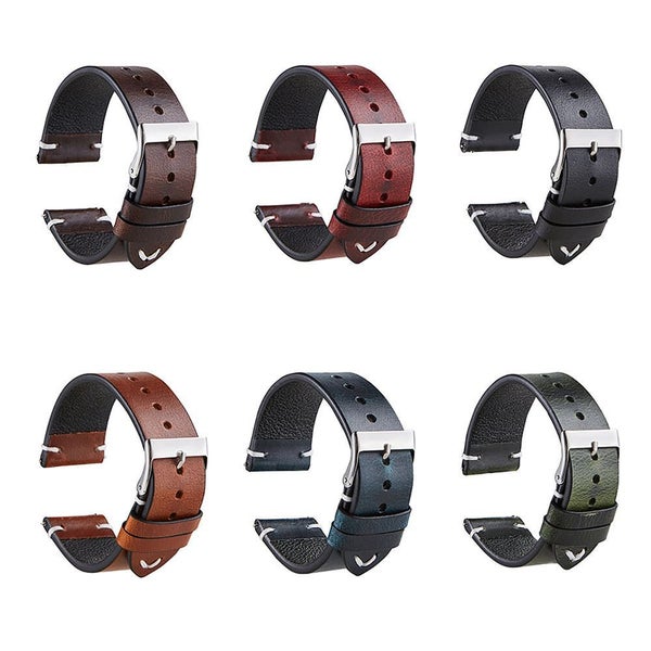 Vintage Oiled Leather Watch Straps Compatible with the Samsung Galaxy Watch 4... Carousel 1