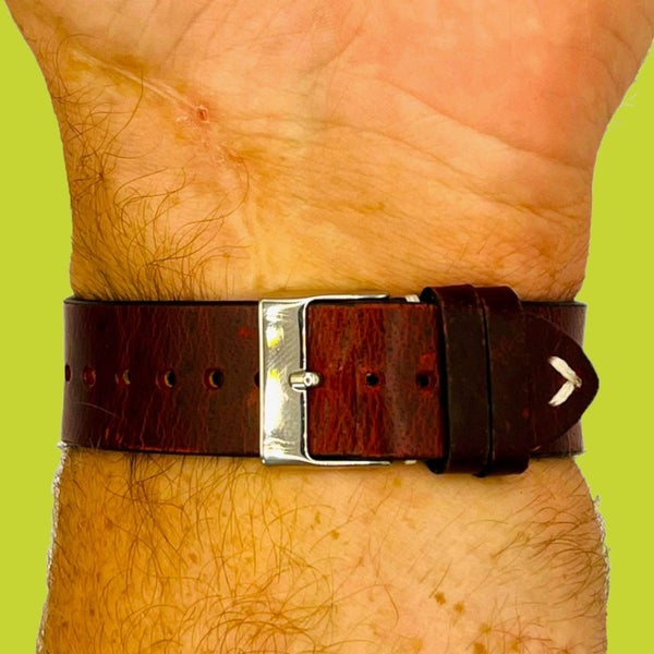 Vintage Oiled Leather Watch Straps Compatible with the Samsung Galaxy Watch 4... Carousel 2