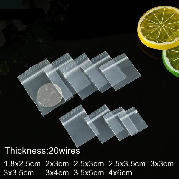 TETP 100Pcs 20Wires Mini Clear Ziplock Plastic Bags Small Jewelry Retail CHK29M Carousel 1