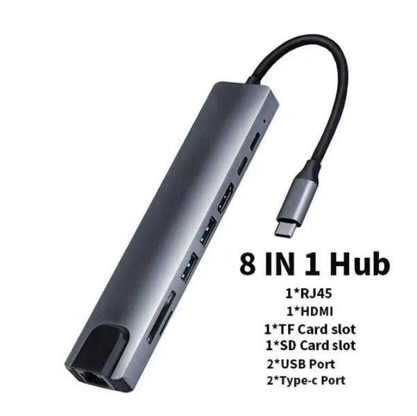 USB Type C Hub Type-C To HDMI-compatible 4K VGA Adapter RJ45 Lan Ethernet CHK29M Carousel 2