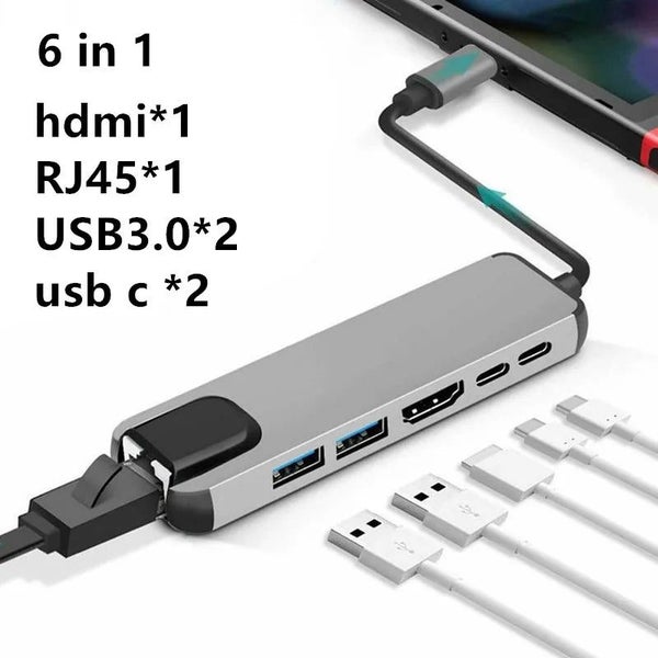 USB Type C Hub Type-C To HDMI-compatible 4K VGA Adapter RJ45 Lan Ethernet CHK29M Carousel 1