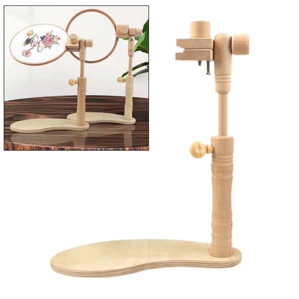 Wooden Embroidery Lap Stand Hoop Adjustable Desktop Cross Stitch Rack Hol CHK29M Carousel 1