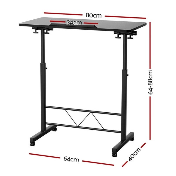 Laptop Desk Table Height Adjustable Wooden Bed Side Tables 80cm Black Carousel 2
