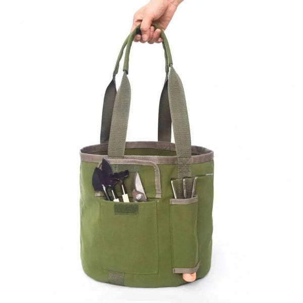 Army Green Canvas Portable Rainproof Canvas Garden Tool Bucket Tote Bag F CHK29M Carousel 2
