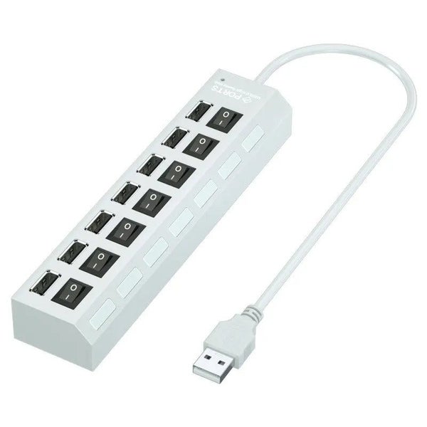 USB Hub 7 Port Multi USB Splitter Power Adapter Multiple Expander With On CHK29M Carousel 1