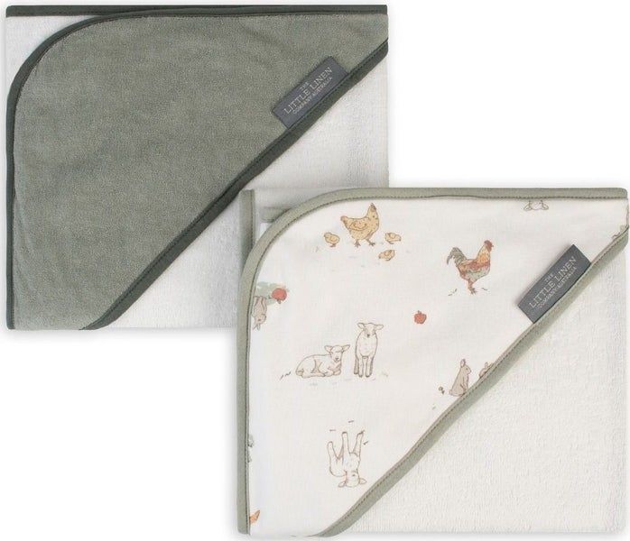 Little Linen: Hooded Towel - Farmyard Lamb (2 Pack) Carousel 2