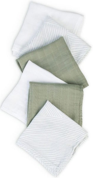 Little Bamboo: Muslin Wash Cloths - Bayleaf (6 Pack) Carousel 1