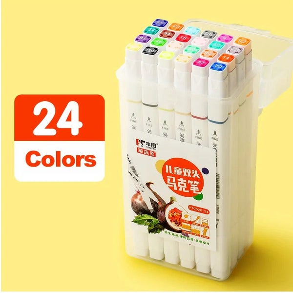 12/18/24/36/48 Highlighter Color Pen Double-Headed Color Marker Art Marke CHK29M Carousel 1