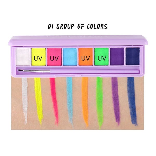 8/9Color/box Water Activated Eyeliner Eyeshadow Palette UV Light Neon Rea CHK29M Carousel 1
