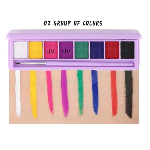8/9Color/box Water Activated Eyeliner Eyeshadow Palette UV Light Neon Rea CHK29M Carousel 2