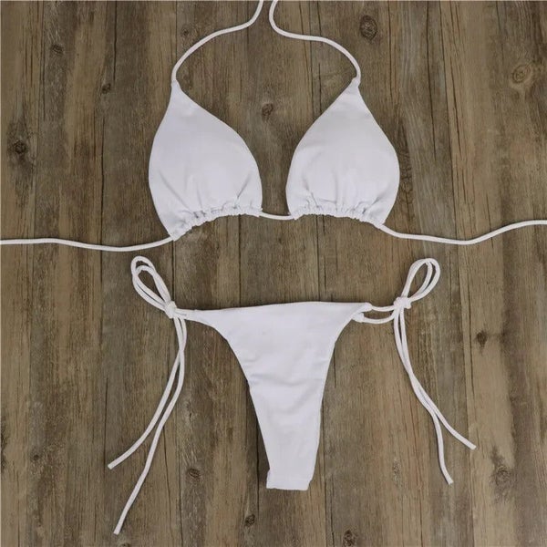 2pcs Sexy Women Summer Swimwear Bikini Set Bra Tie Side G-String Thong Be CHK29M Carousel 12