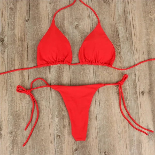 2pcs Sexy Women Summer Swimwear Bikini Set Bra Tie Side G-String Thong Be CHK29M Carousel 2