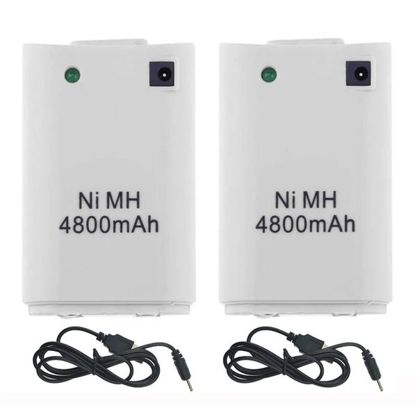 2Pcs 4800mAh Replacement Battery Pack + 2 x Charger Cable for Xbox 360 Co CHK29M Carousel 2