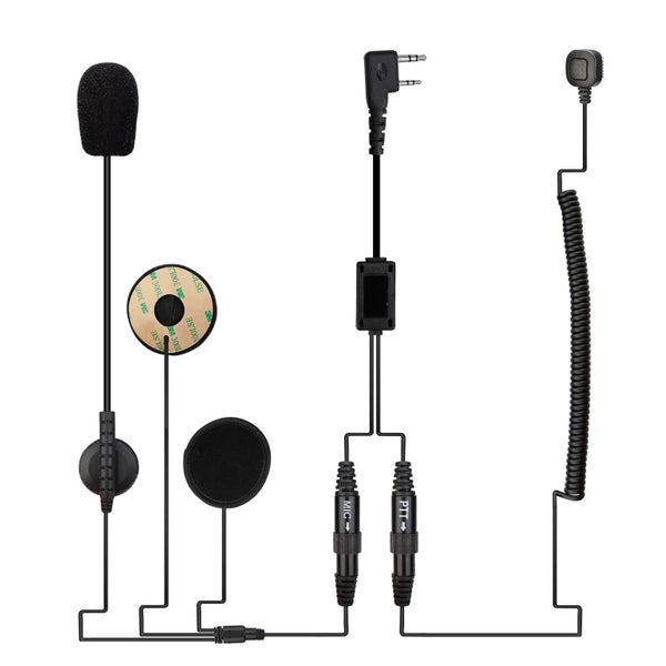 TECHOMAN Button PTT Motorcycle Helmet Headset for Baofeng 2 Pin Carousel 1