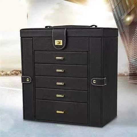 Leather 5 Layers Drawer Large Capacity Jewelry Necklace Pendant Jewelry B CHK29M Carousel 2