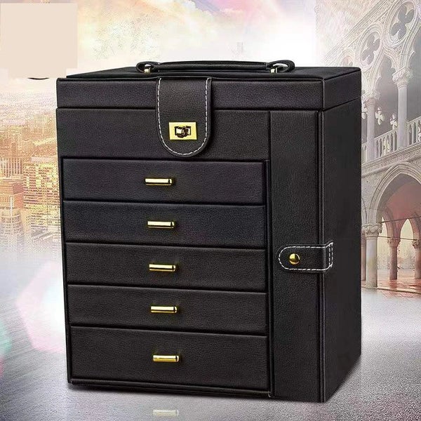 Leather 5 Layers Drawer Large Capacity Jewelry Necklace Pendant Jewelry B CHK29M Carousel 1