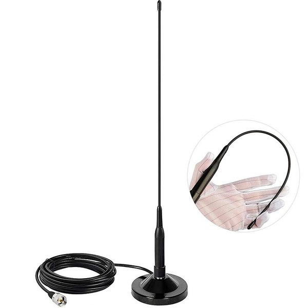 TECHOMAN Mobile UHF PRS Radio NL-R6 Flexi Antenna + 9cm Magnetic Mount Carousel 1
