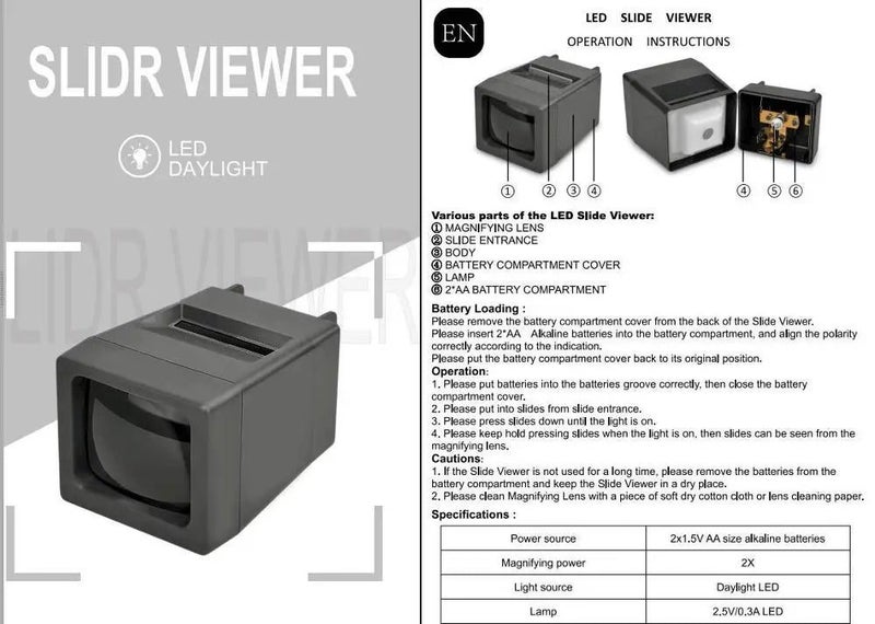 LED Lighted Illuminated 35mm Slide Viewer w/o cable CHK29M Carousel 5
