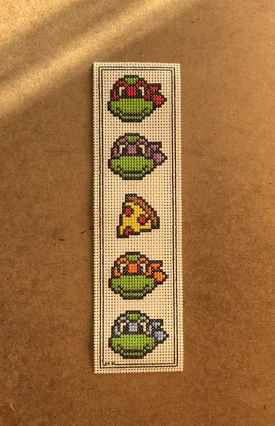 "Yoshi", “TMNT” & “Super Mario” Themed Cross-stitch Bookmarks Carousel 2