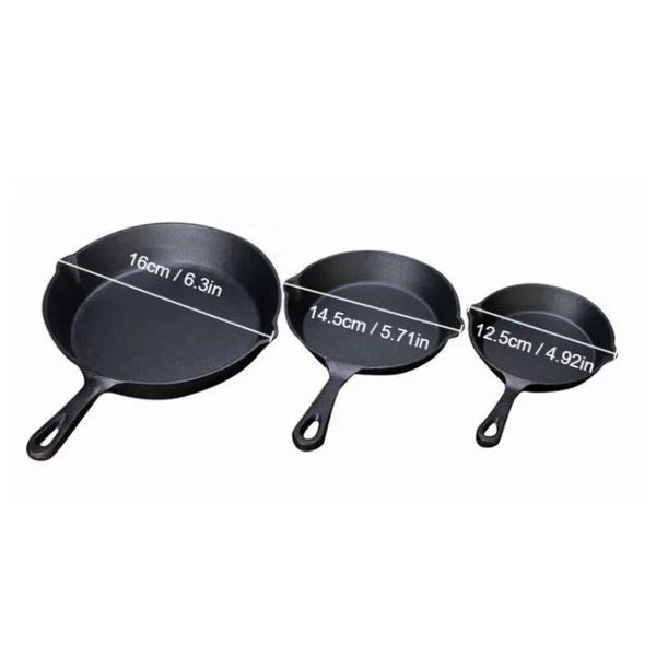 1Pc Small Frying Pan Cast Iron Uncoated Black For Food Frying, Cooking An CHK29M Carousel 7