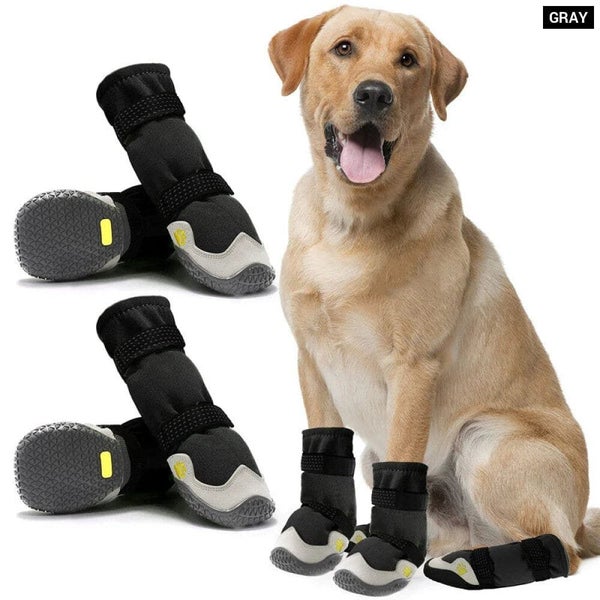 Waterproof Dog Boots Durable Anti Slip Pet Shoes with Reflective Straps Carousel 1
