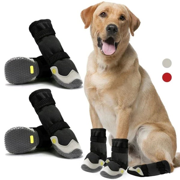 Waterproof Dog Boots Durable Anti Slip Pet Shoes with Reflective Straps Carousel 2