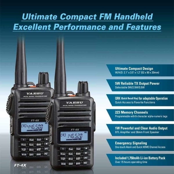 YAESU FT-4XE Ham Walkie Talkie Dual VHF & UHF 5W Ham Walkie Talkie Carousel 1