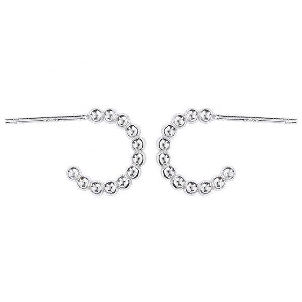 925 Sterling Silver Hoop Earring Modern Design "Athena" (10mm) Carousel 1