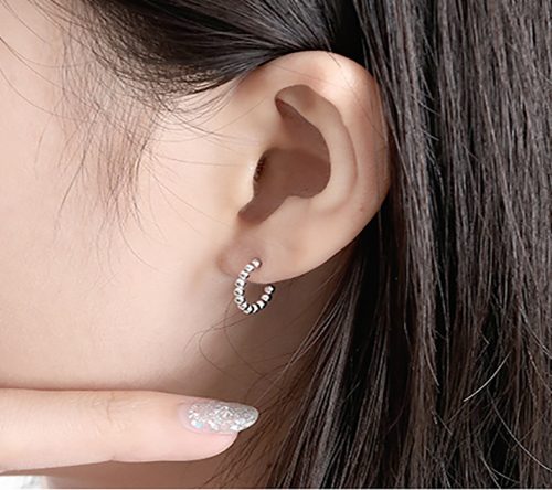 925 Sterling Silver Hoop Earring Modern Design "Athena" (10mm) Carousel 2