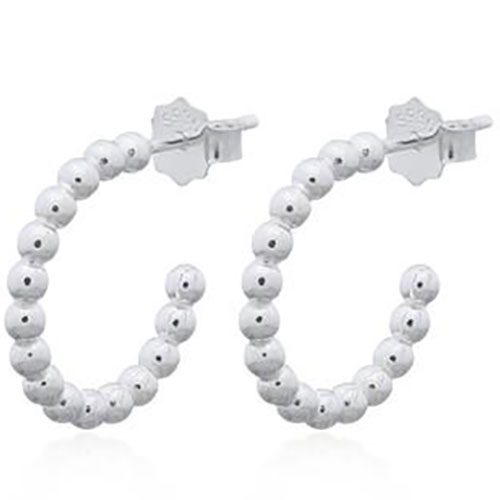 925 Sterling Silver Ball Hoop Earrings "Athena" (15mm) Carousel 1