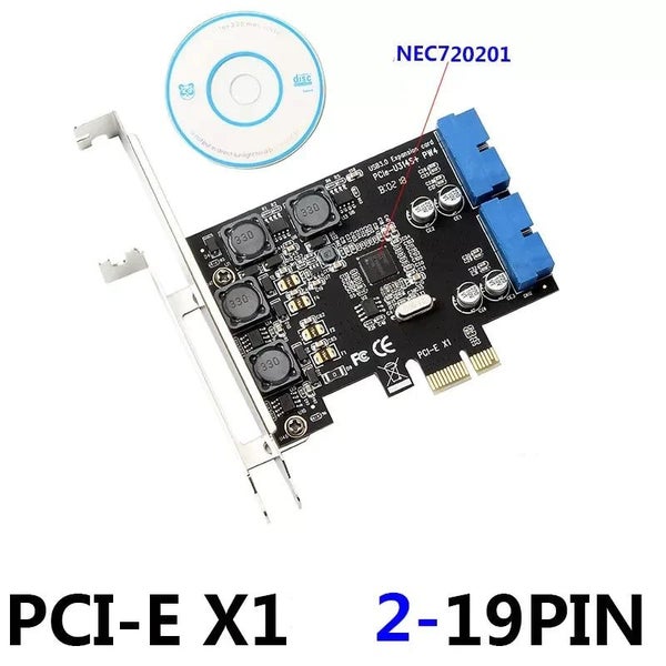 Super Speed PCIe To 2 Port 19Pin USB 3.0 Riser Card PCI-e To Dual Interna CHK29M Carousel 1