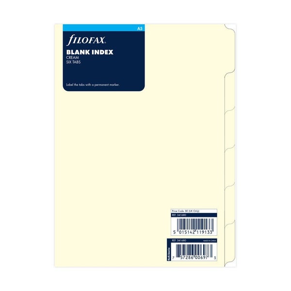 Filofax A5 Blank Index with Multi Coloured Labels Refill Carousel 1