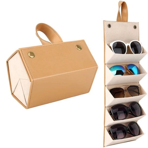 PU Leather Eyeglass Sunglasses Organiser Collector Glasses Storage Box 2- CHK29M Carousel 1