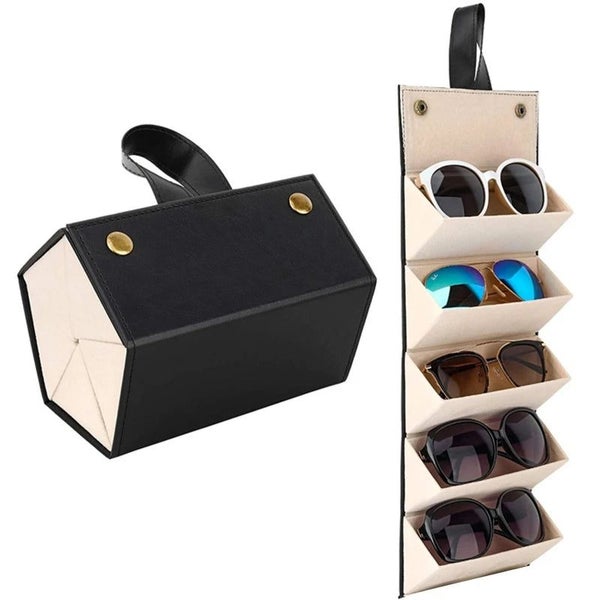 PU Leather Eyeglass Sunglasses Organiser Collector Glasses Storage Box 2- CHK29M Carousel 2