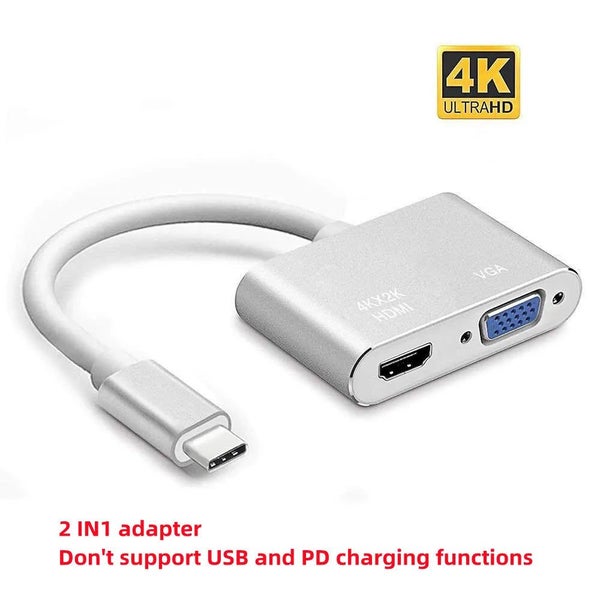 4K Type C to HDTV-compatible USB C 3.0 VGA PD Adapter Dock Hub for Macboo CHK29M Carousel 12