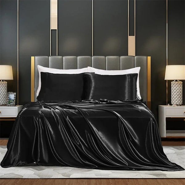 Summer Luxury Satin Silk-like Bed Sheet Set (Flat Sheet + Fitted Sheet + CHK29M Carousel 2
