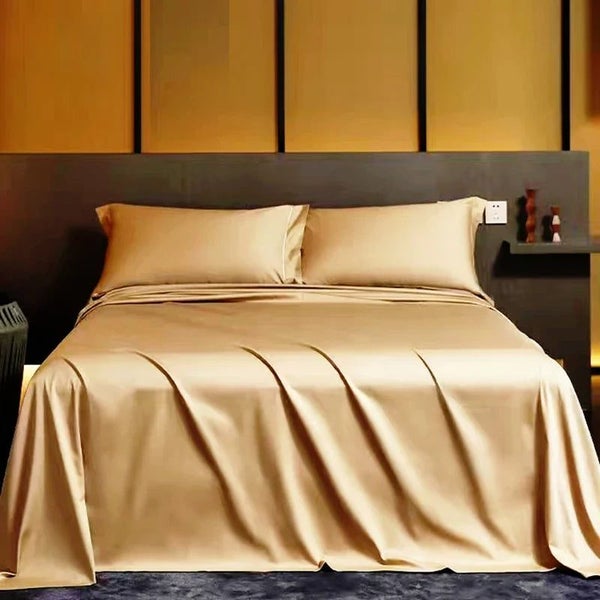 Summer Luxury Satin Silk-like Bed Sheet Set (Flat Sheet + Fitted Sheet + CHK29M Carousel 12