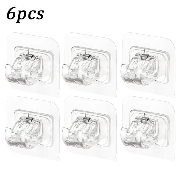 4/6/24PCS Adjustable Curtain Rod Clip Self Adhesive Clamp Hook Curtain H CHK29M Carousel 2