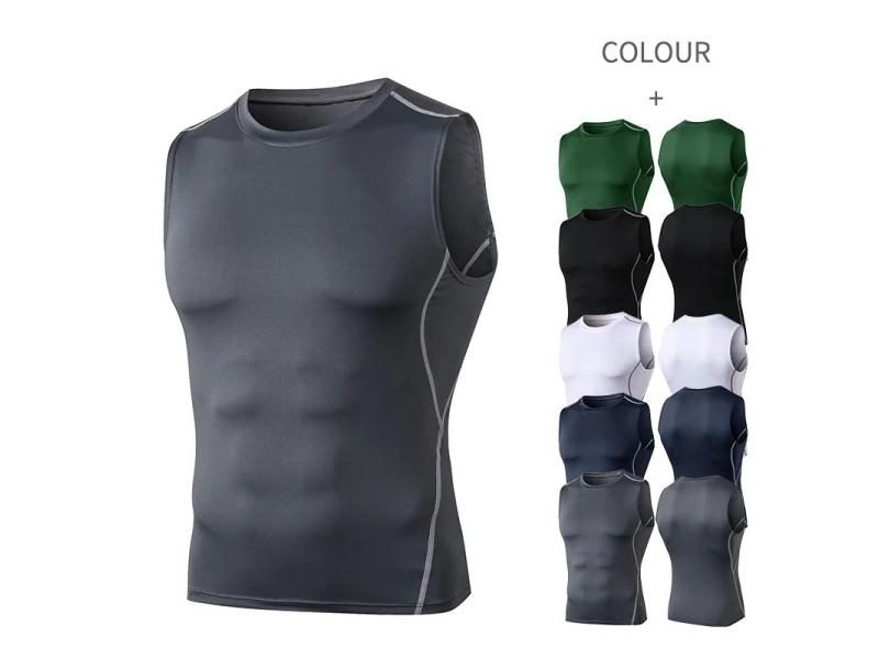 Men Quick Dry Running T-Shirts Compression Sleeveless Quick-drying Jersey Carousel 2