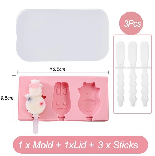Silicone Ice Cream Mold DIY Cartoon Animal Fruit Popsicle Mould With Lid CHK29M Carousel 1