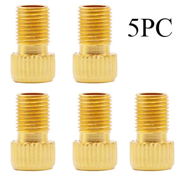 5PC F/V To A/V Valve Adapter Bike Value Converter Presta To Schrader Gold CHK29M Carousel 1
