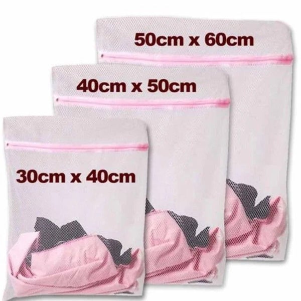 3 Size Laundry Wash Bags Foldable Lingerie Bra Socks Underwear Washing Ma CHK29M Carousel 1
