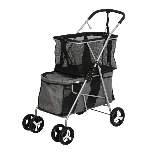 Pet Stroller 2-tier Dog Cat Carrier Foldable Carousel 1