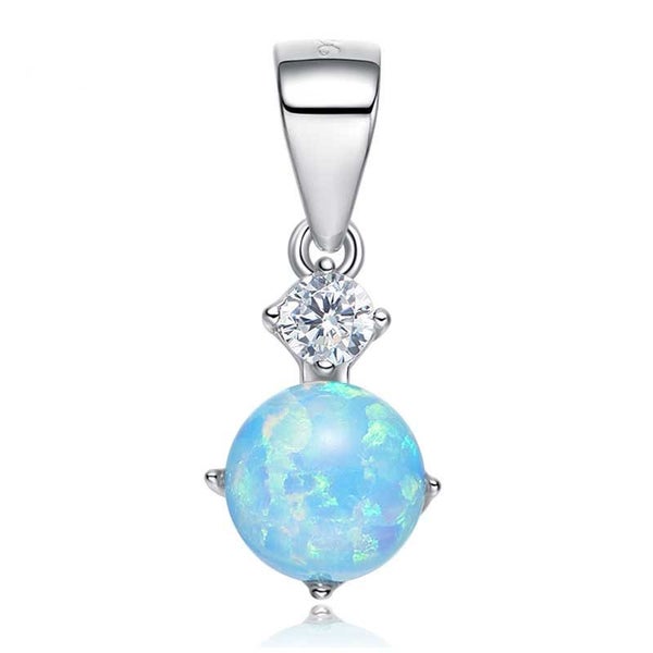 Silver Crystal Opal Necklace "Greer" (Blue) Carousel 2