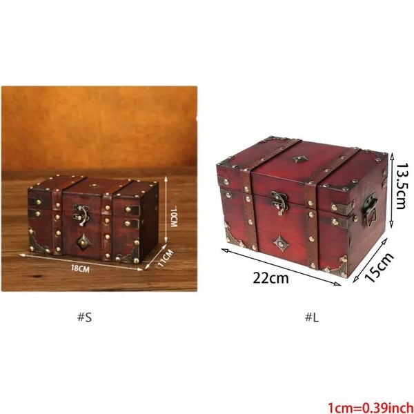 Treasure Chest Vintage Wooden Storage Box Antique Style Jewelry Organizer CHK29M Carousel 8
