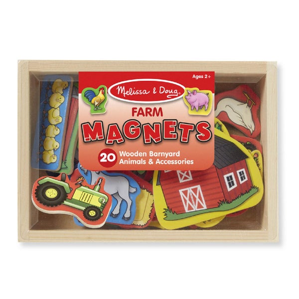 Melissa & Doug Toddler Kids Wooden Farm Magnets Box of 20 Carousel 1