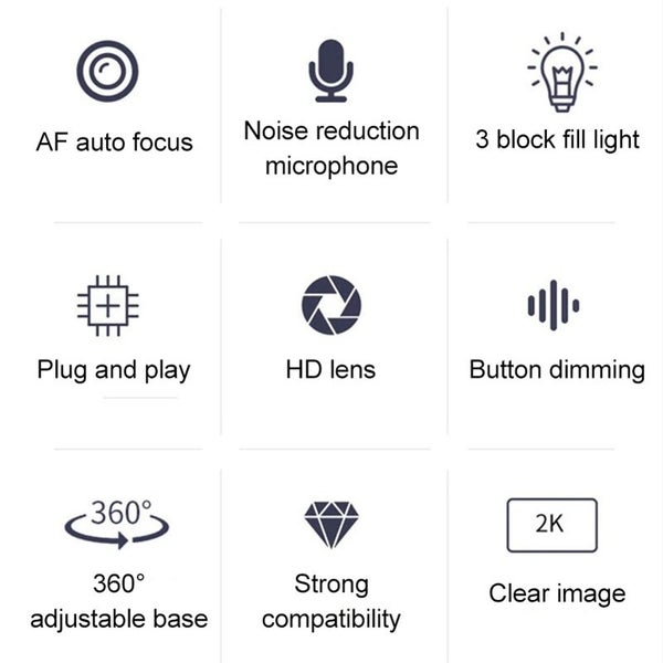 2K Webcam with Light 2K Web Camera Auto Focus with Microphone for PC Laptop Carousel 8